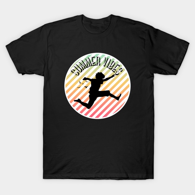 Summer vibes jumping boy and birds T-Shirt by Katebi Designs